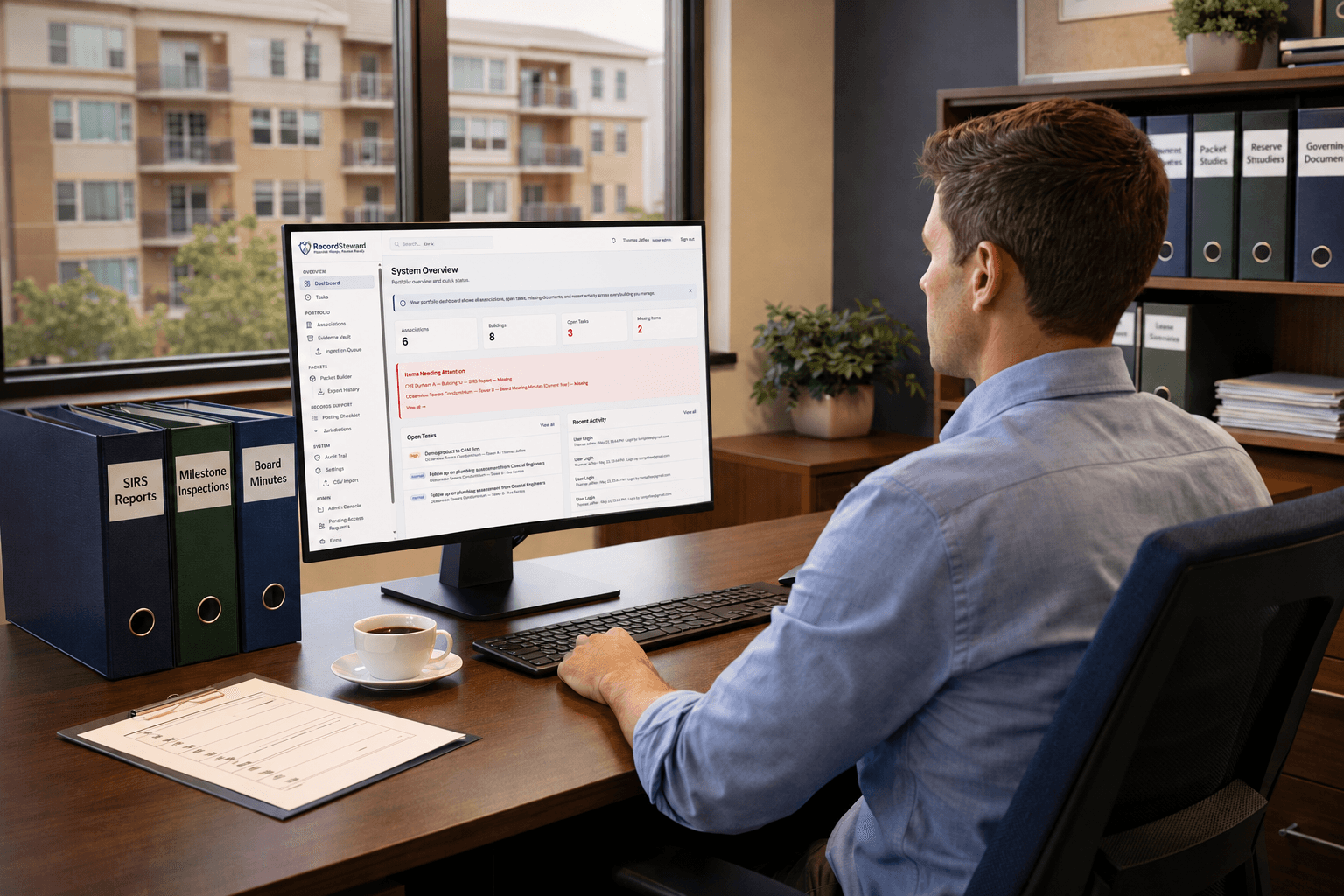 RecordSteward dashboard and organized records management